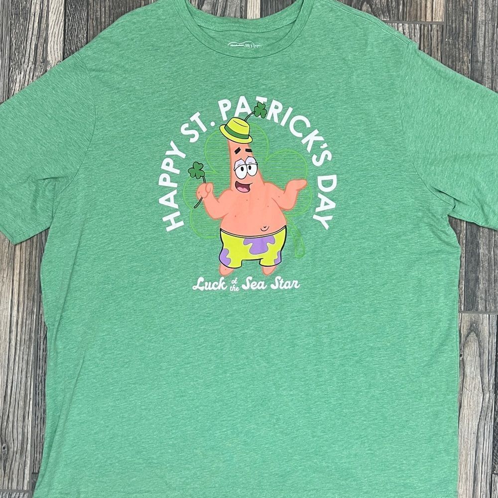 ☘️ SPONGEBOB PATRICK Heather Green St. Patrick's Graphic T-Shirt 3XL - PERFECT